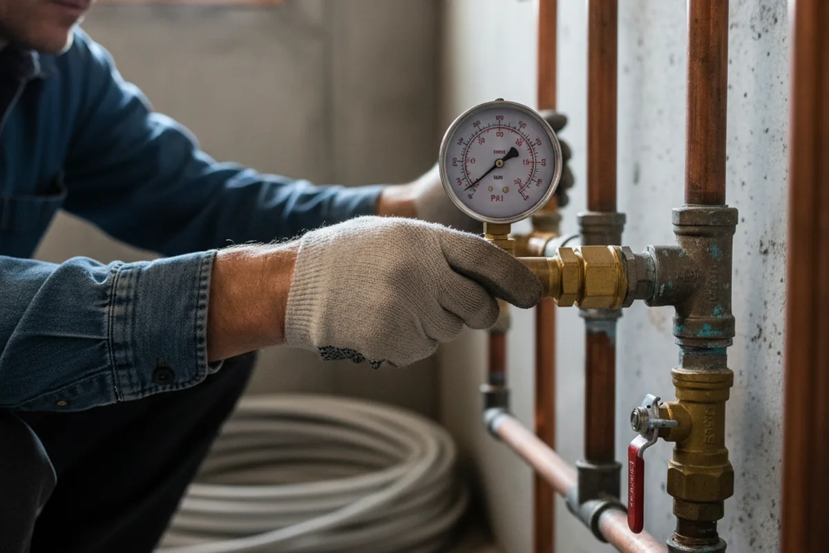 Pressure testing a repaired line during Water Line Repair in Bowersville